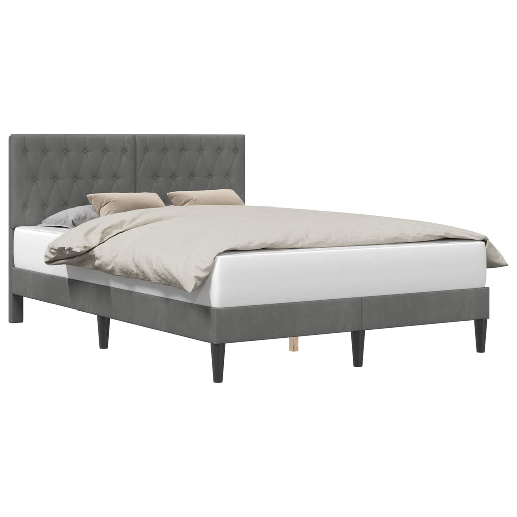 vidaXL Ramka łóżka Z zagłówkiem ciemnoszary 140 x 190 cm Welur
