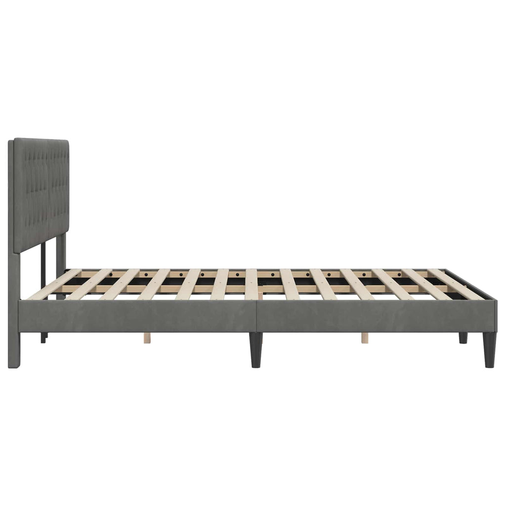 vidaXL Ramka łóżka Z zagłówkiem ciemnoszary 140 x 190 cm Welur