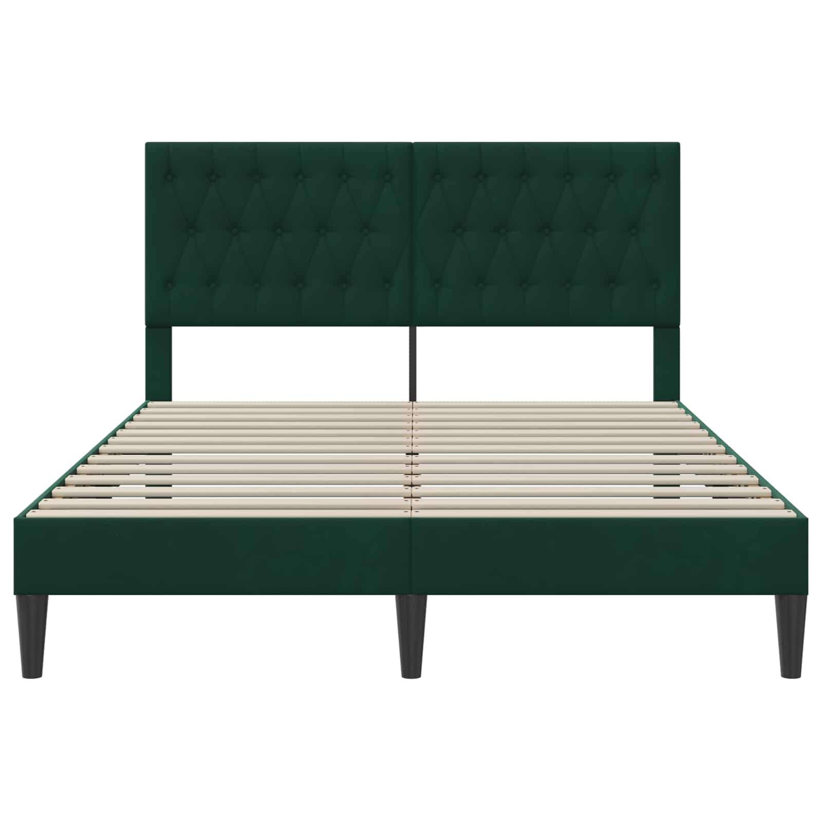 vidaXL Ramka łóżka Z zagłówkiem Ciemnozielony 140 x 190 cm Welur