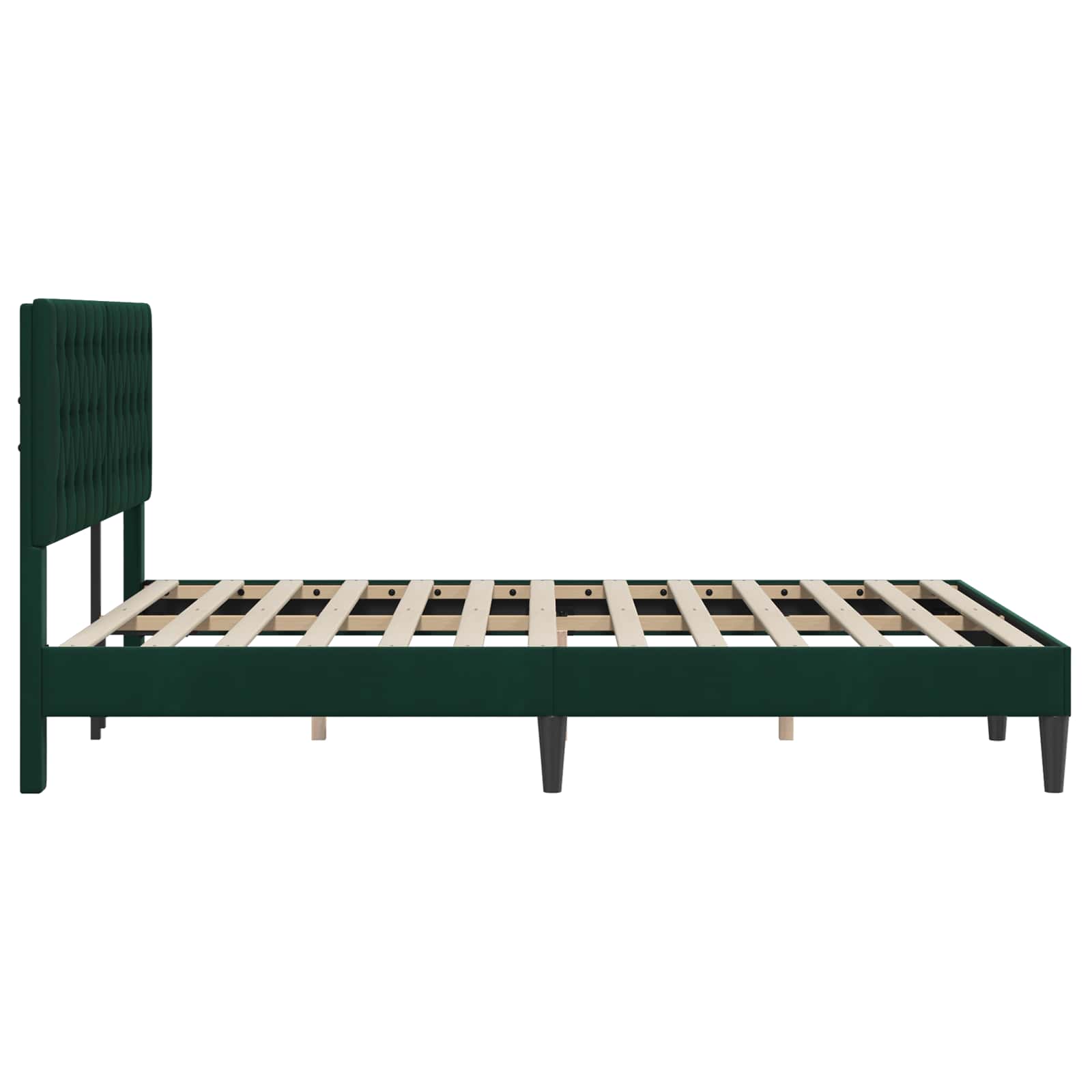 vidaXL Ramka łóżka Z zagłówkiem Ciemnozielony 140 x 190 cm Welur