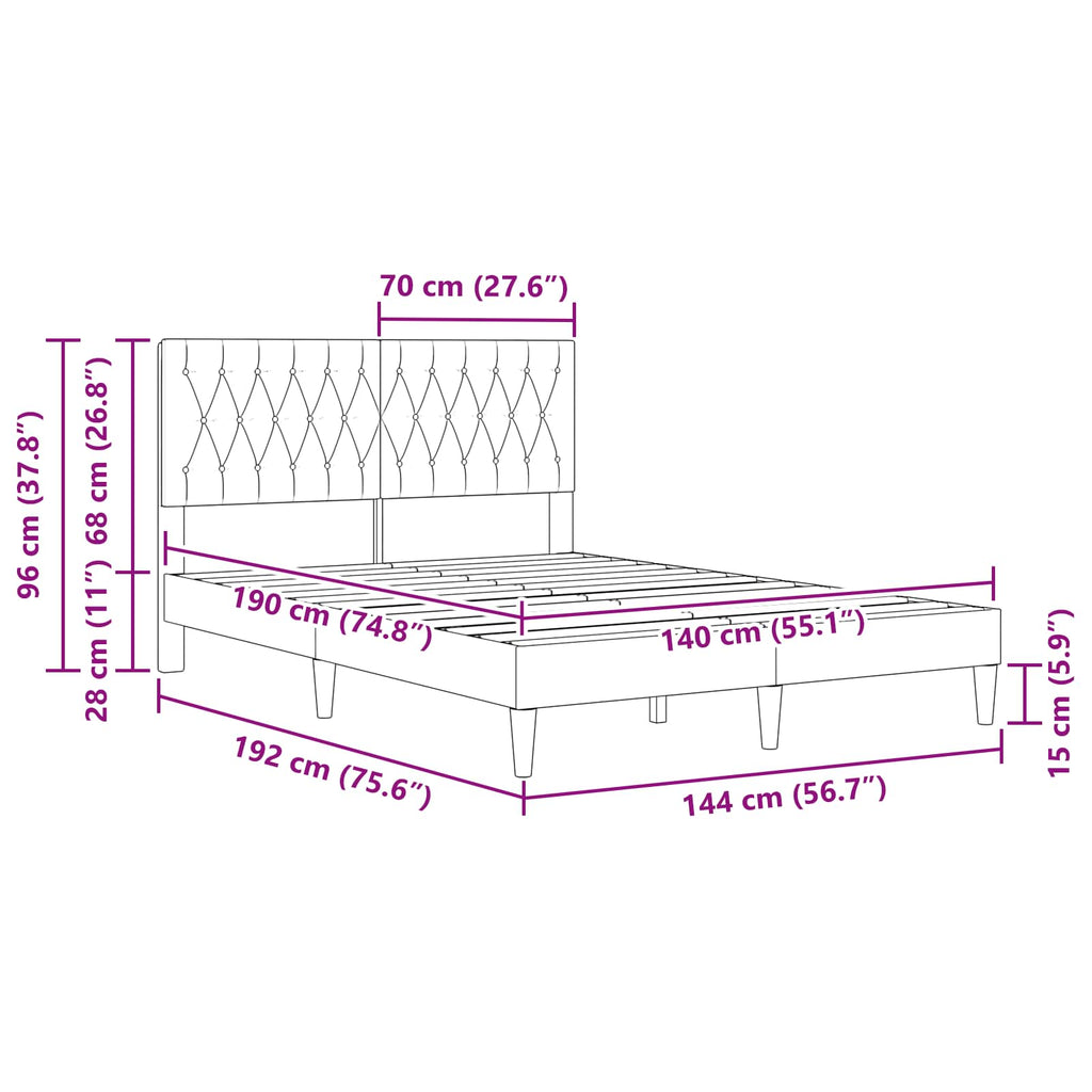 vidaXL Ramka łóżka Z zagłówkiem niebieski 140 x 190 cm Welur