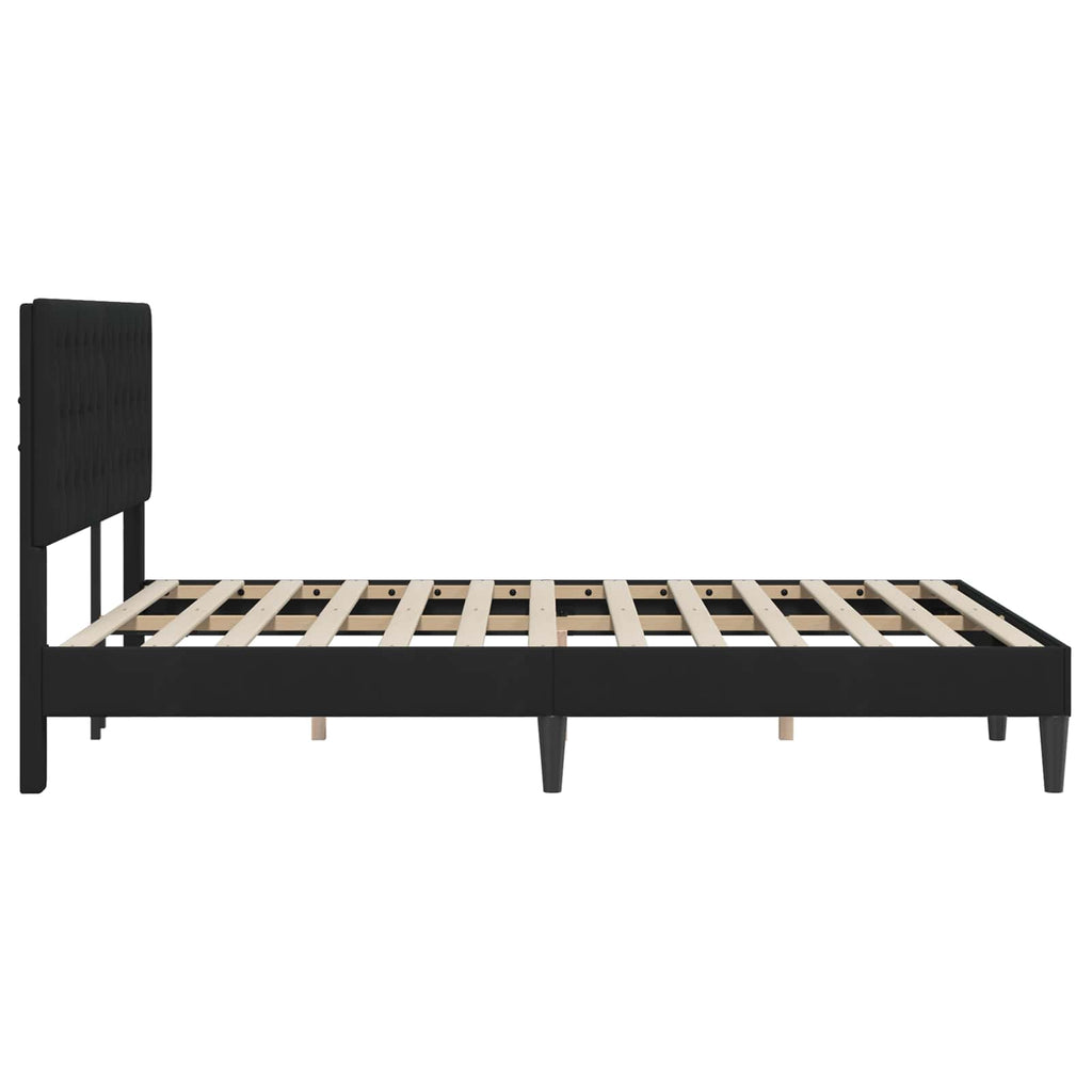 vidaXL Ramka łóżka Z zagłówkiem Czarny 140 x 200 cm Welur