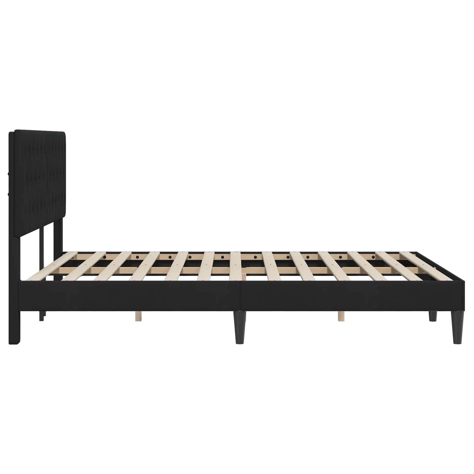 vidaXL Ramka łóżka Z zagłówkiem Czarny 140 x 200 cm Welur