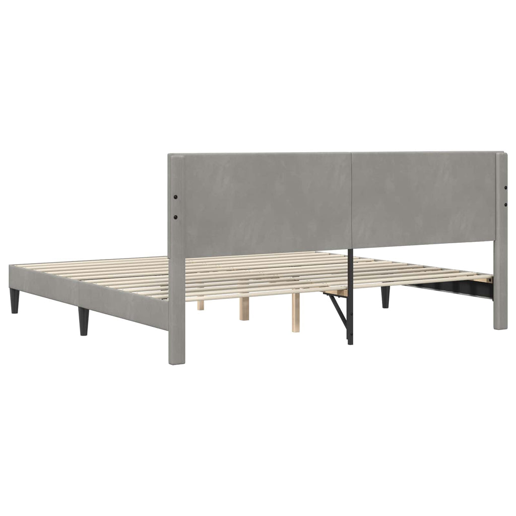 vidaXL Ramka łóżka Z zagłówkiem jasnoszary 180 x 200 cm Welur