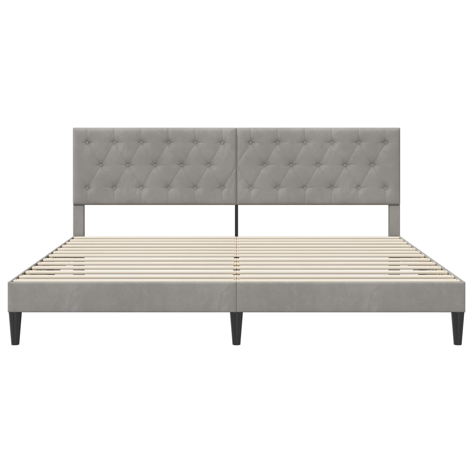 vidaXL Ramka łóżka Z zagłówkiem jasnoszary 200 x 200 cm Welur