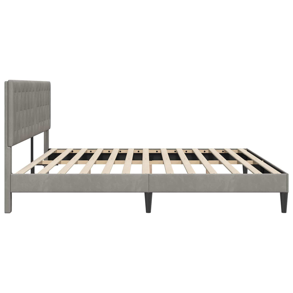 vidaXL Ramka łóżka Z zagłówkiem jasnoszary 200 x 200 cm Welur