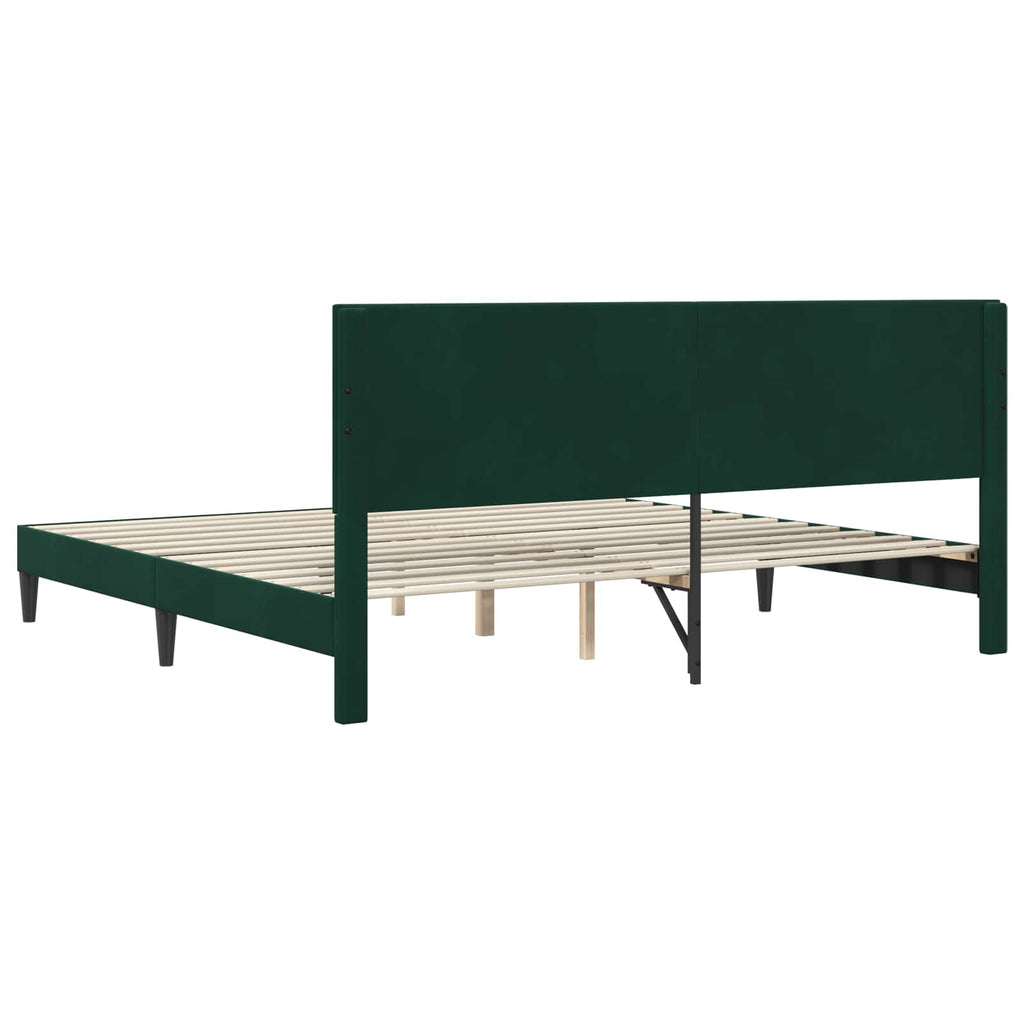 vidaXL Ramka łóżka Z zagłówkiem Ciemnozielony 200 x 200 cm Welur