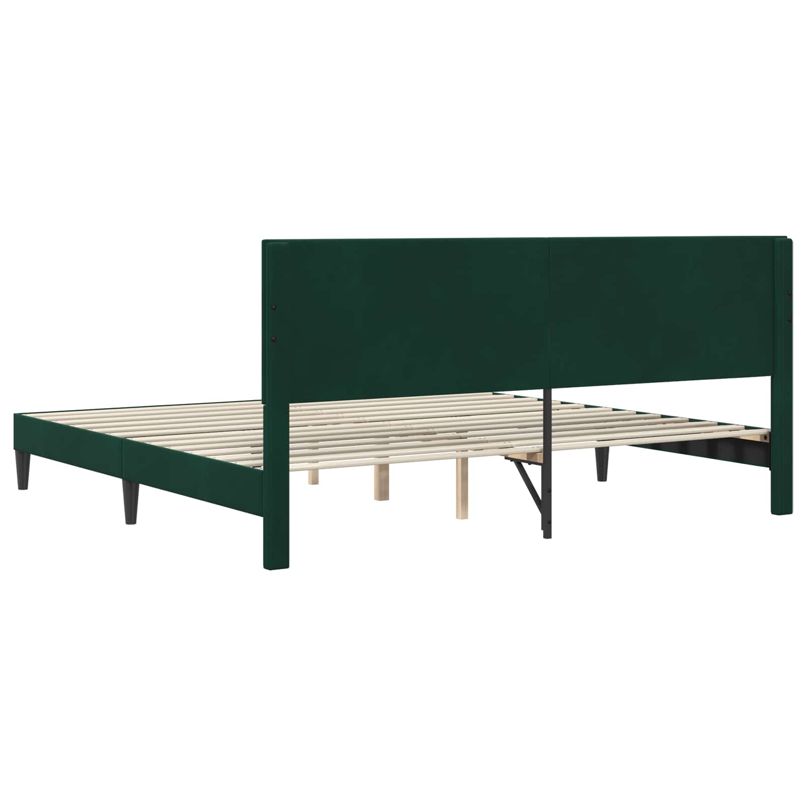 vidaXL Ramka łóżka Z zagłówkiem Ciemnozielony 200 x 200 cm Welur