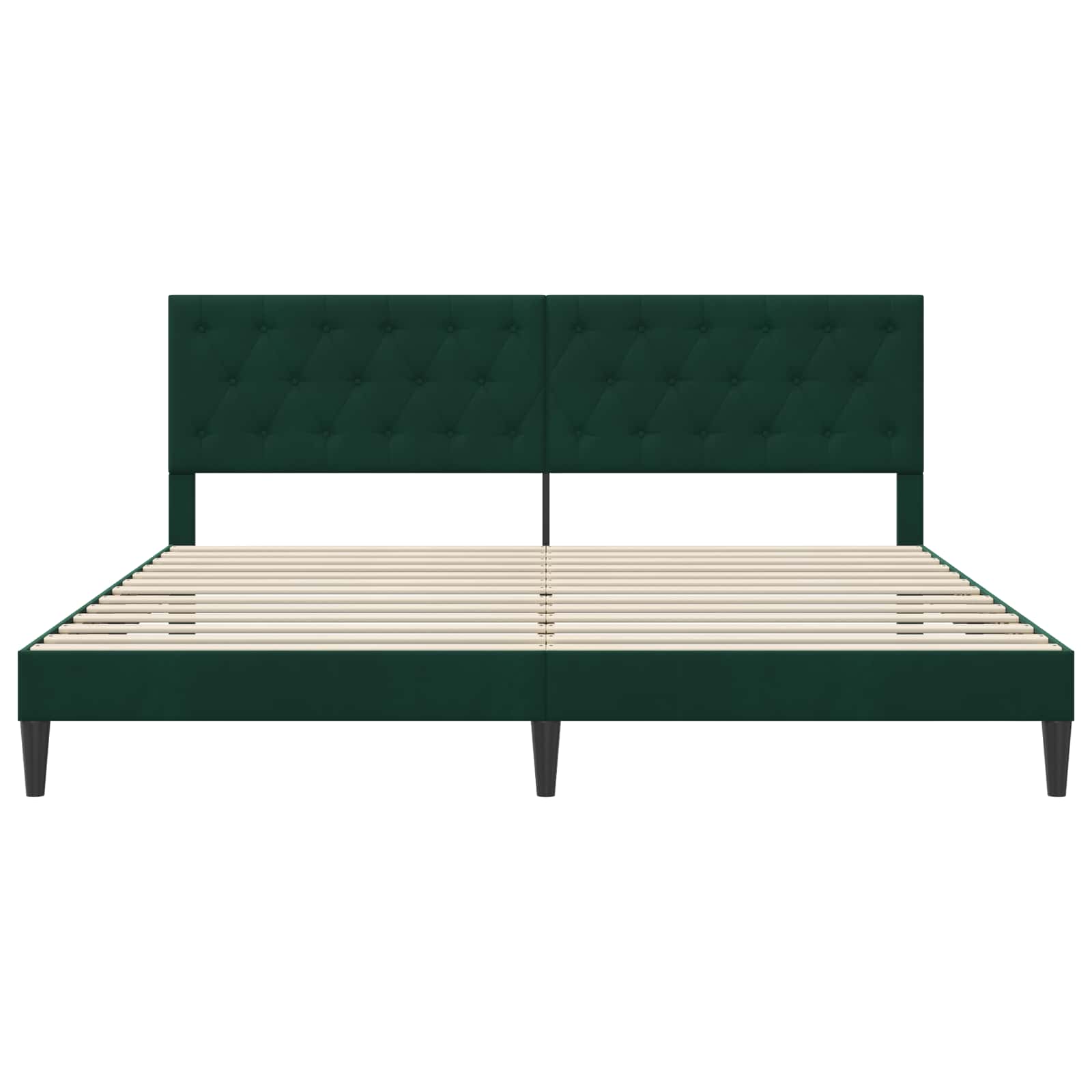 vidaXL Ramka łóżka Z zagłówkiem Ciemnozielony 200 x 200 cm Welur