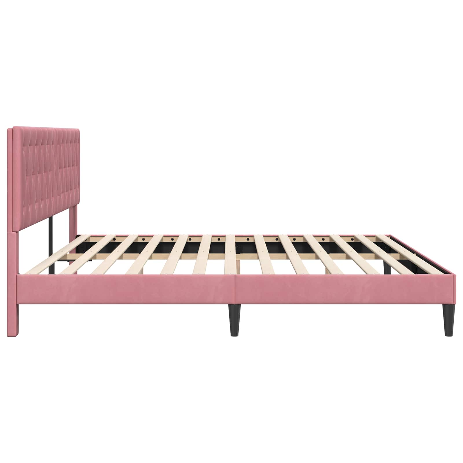 vidaXL Ramka łóżka Z zagłówkiem różowy 200 x 200 cm Welur