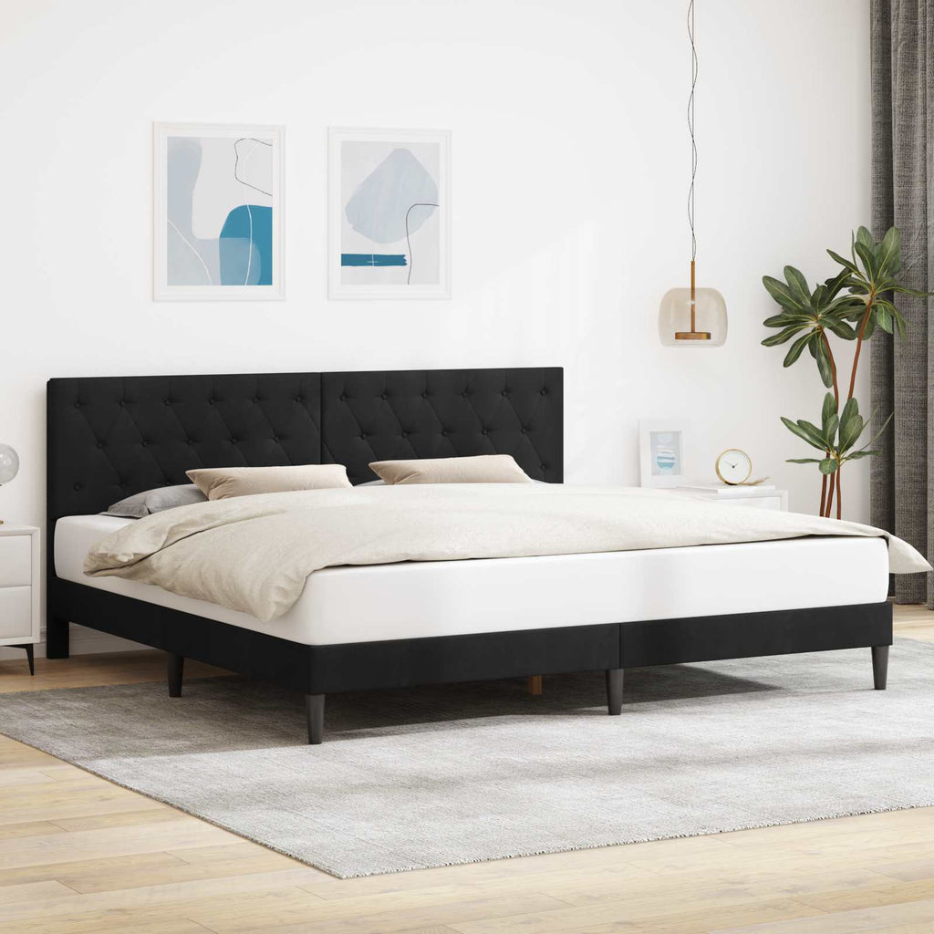 vidaXL Ramka łóżka Z zagłówkiem Czarny 200 x 200 cm Welur