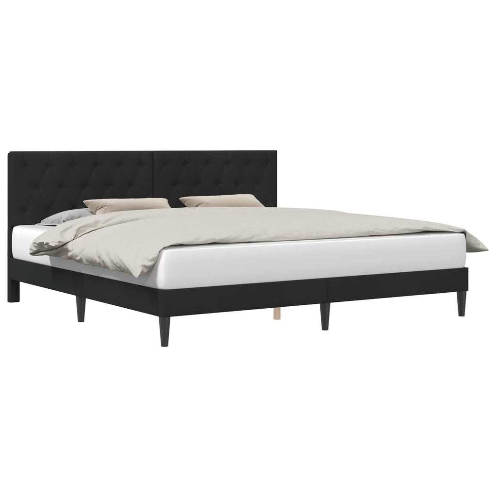 vidaXL Ramka łóżka Z zagłówkiem Czarny 200 x 200 cm Welur