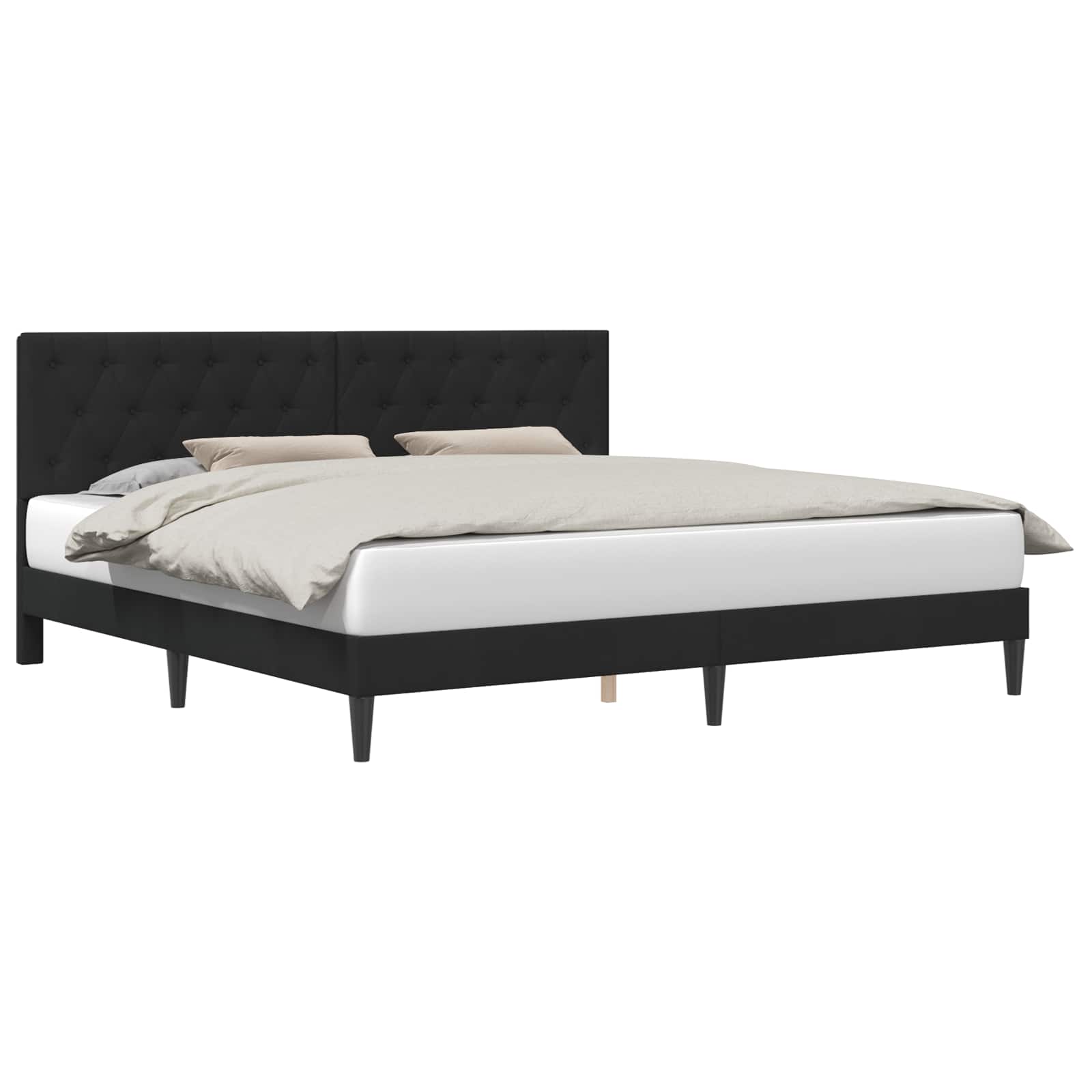 vidaXL Ramka łóżka Z zagłówkiem Czarny 200 x 200 cm Welur