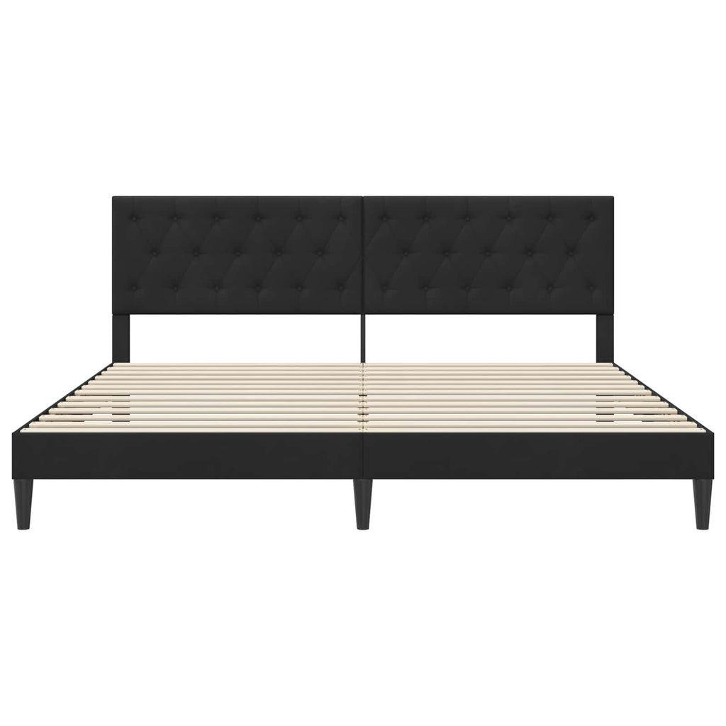 vidaXL Ramka łóżka Z zagłówkiem Czarny 200 x 200 cm Welur