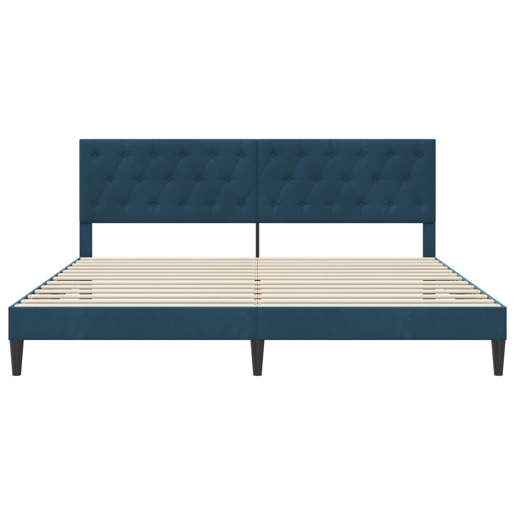 vidaXL Ramka łóżka Z zagłówkiem niebieski 200 x 200 cm Welur