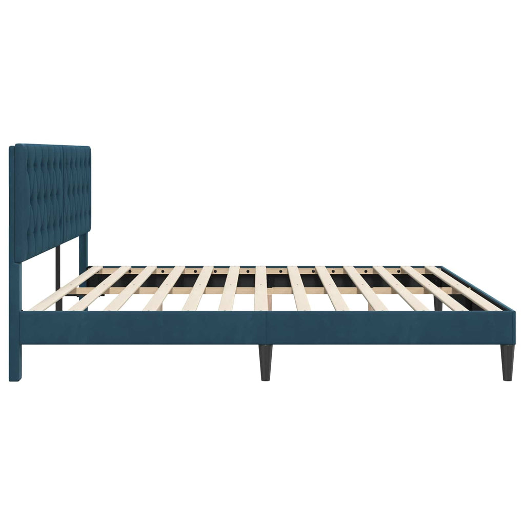 vidaXL Ramka łóżka Z zagłówkiem niebieski 200 x 200 cm Welur