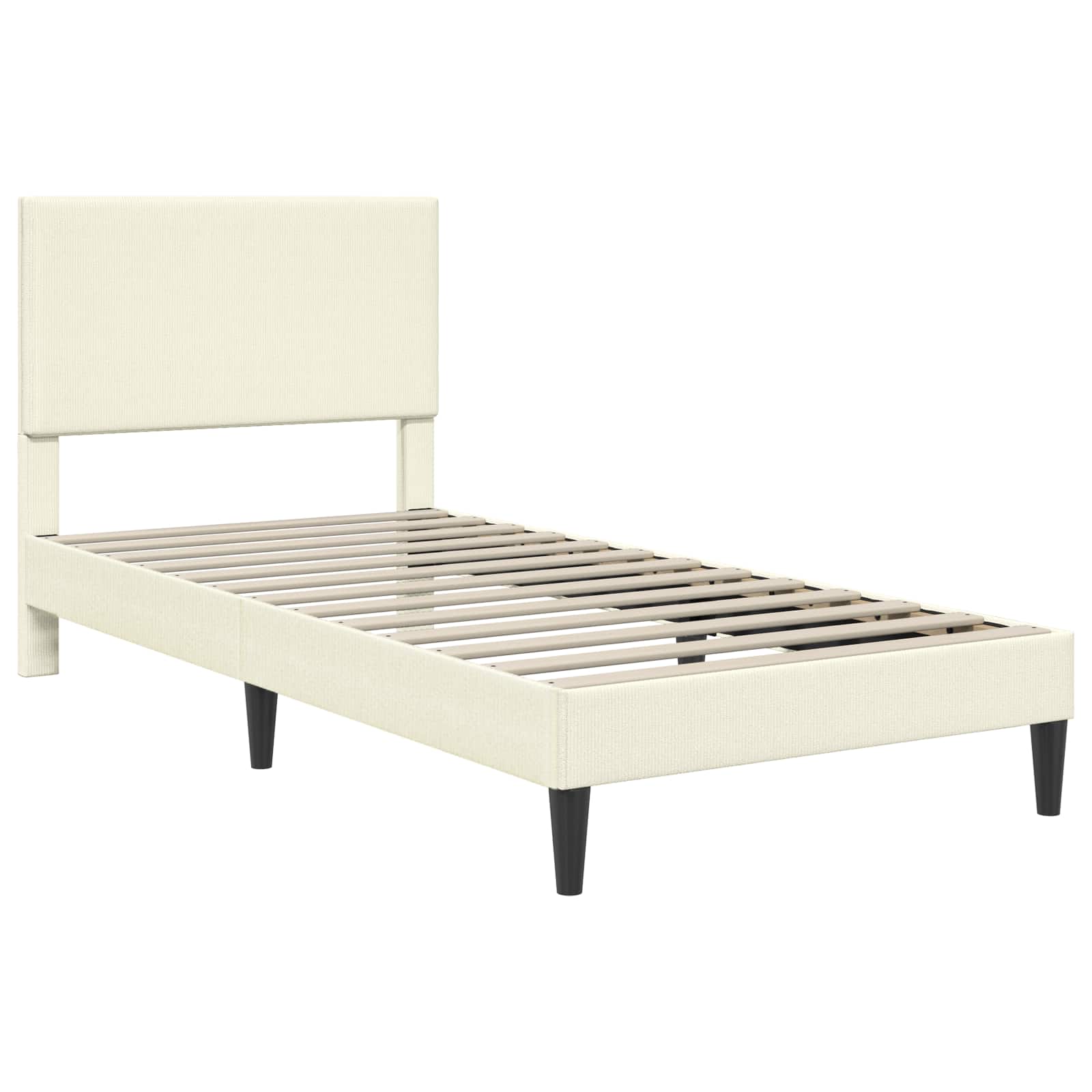 vidaXL Ramka łóżka Z zagłówkiem kremowy 80 x 200 cm Tkanina sztruksowa