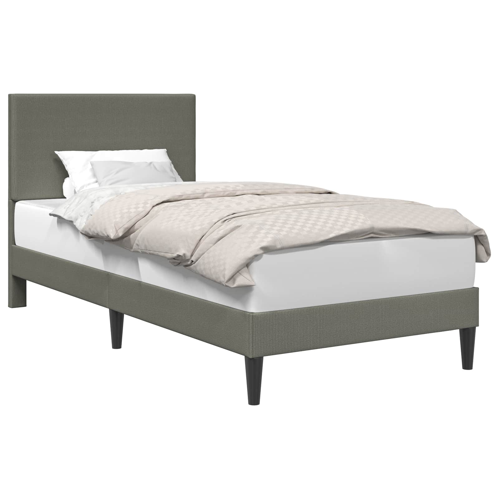 vidaXL Ramka łóżka jasnoszary 90 x 190 cm Tkanina sztruksowa