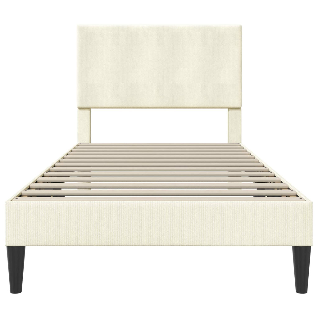 vidaXL Ramka łóżka Z zagłówkiem kremowy 90 x 200 cm Tkanina sztruksowa