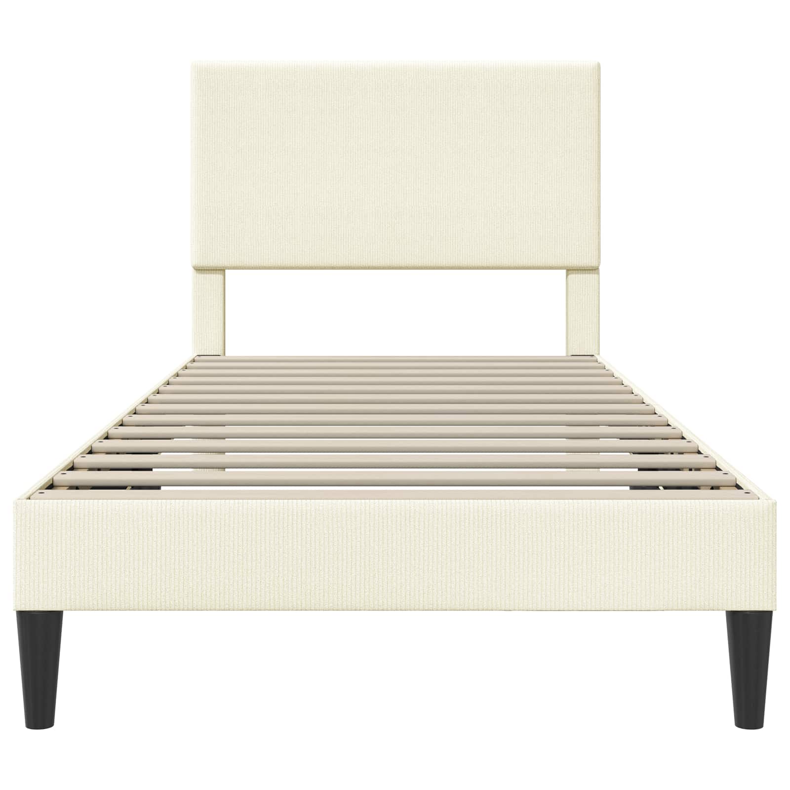 vidaXL Ramka łóżka Z zagłówkiem kremowy 90 x 200 cm Tkanina sztruksowa