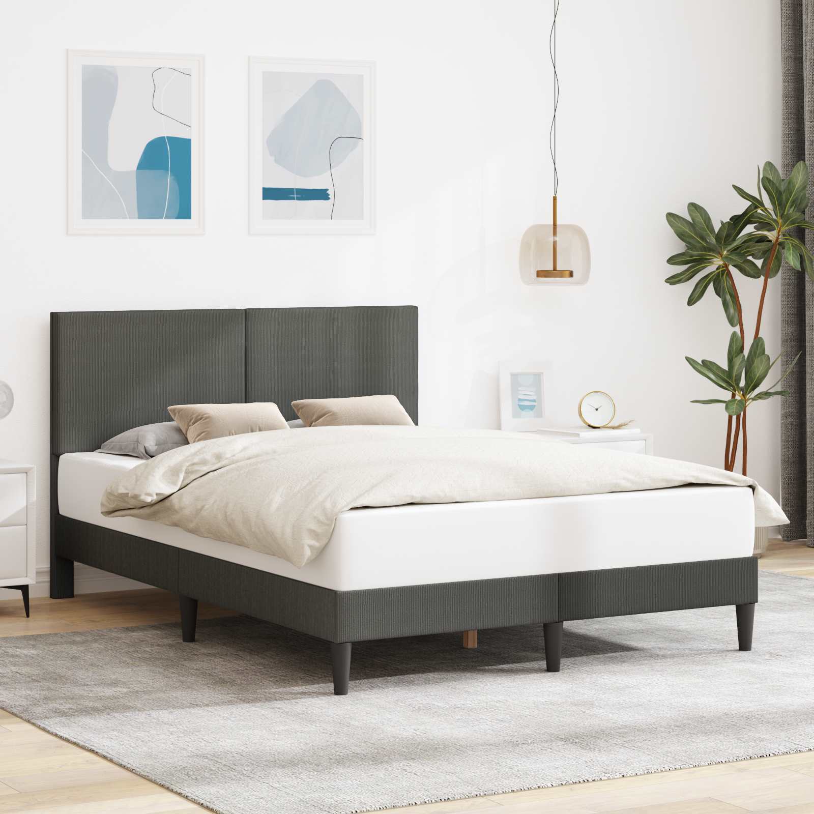 vidaXL Ramka łóżka ciemnoszary 120 x 190 cm Tkanina sztruksowa