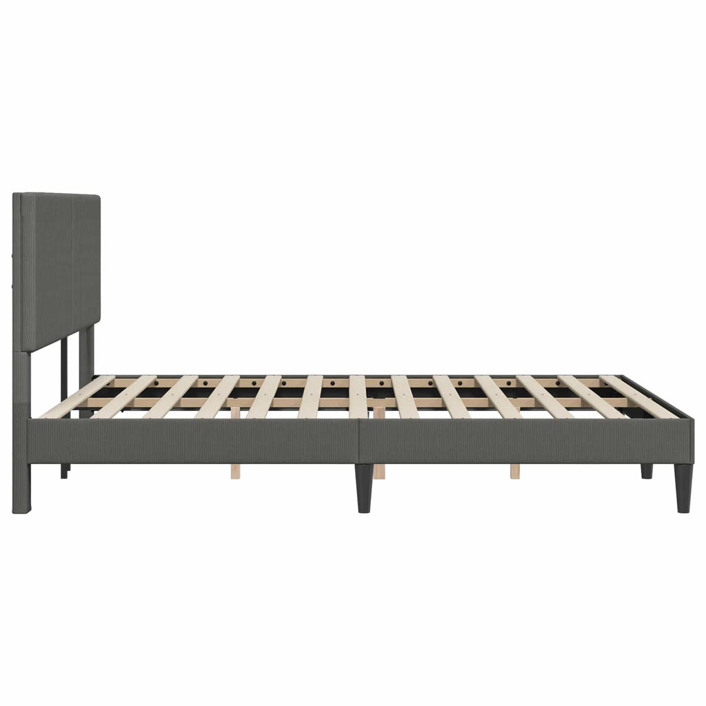 vidaXL Ramka łóżka ciemnoszary 140 x 190 cm Tkanina sztruksowa