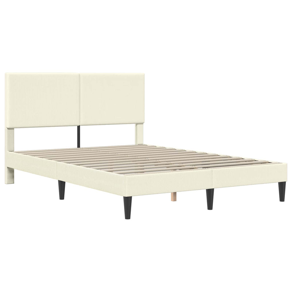 vidaXL Ramka łóżka kremowy 140 x 190 cm Tkanina sztruksowa