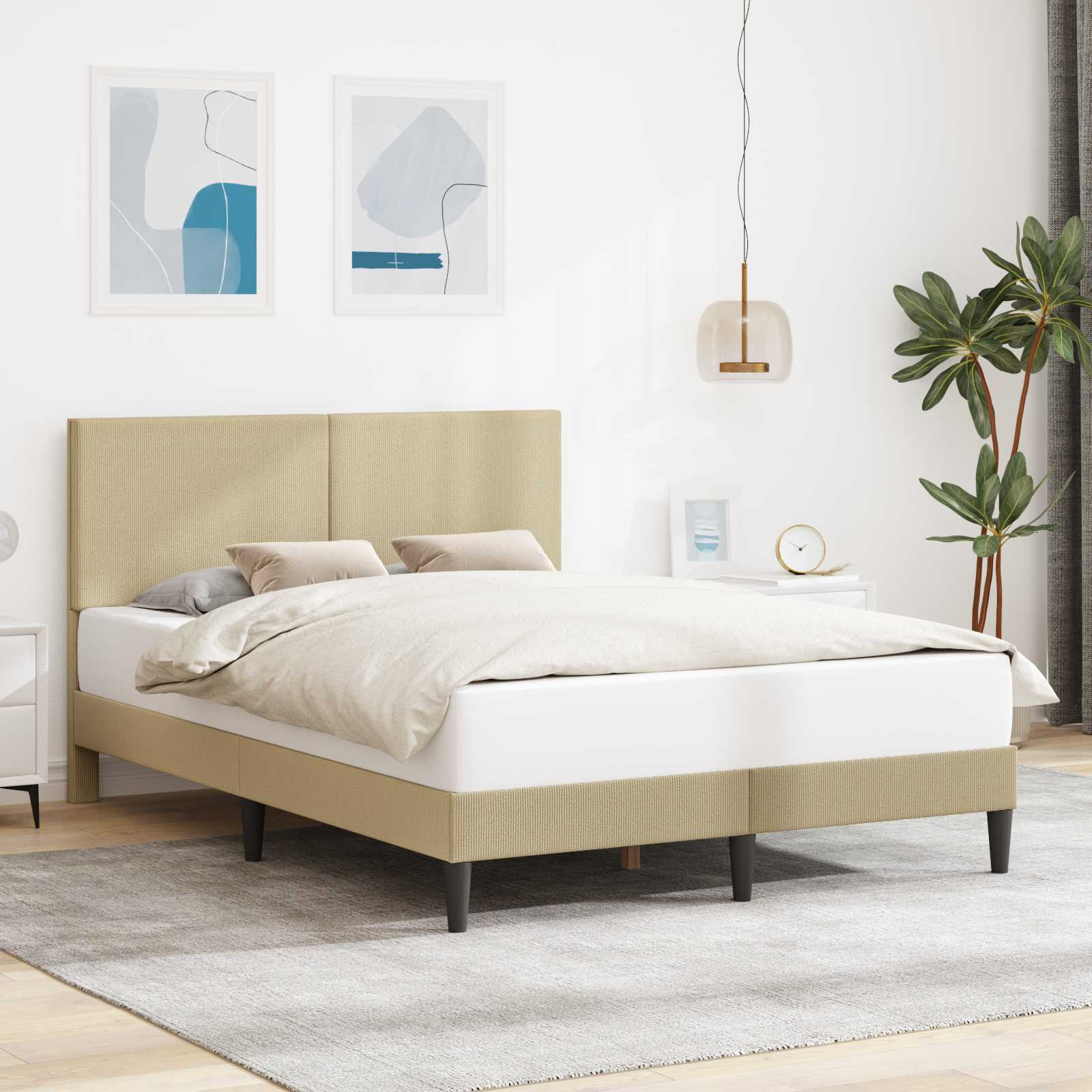 vidaXL Ramka łóżka Jasnozielony szary 160 x 200 cm Tkanina sztruksowa