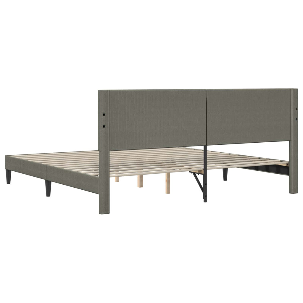 vidaXL Ramka łóżka jasnoszary 200 x 200 cm Tkanina sztruksowa