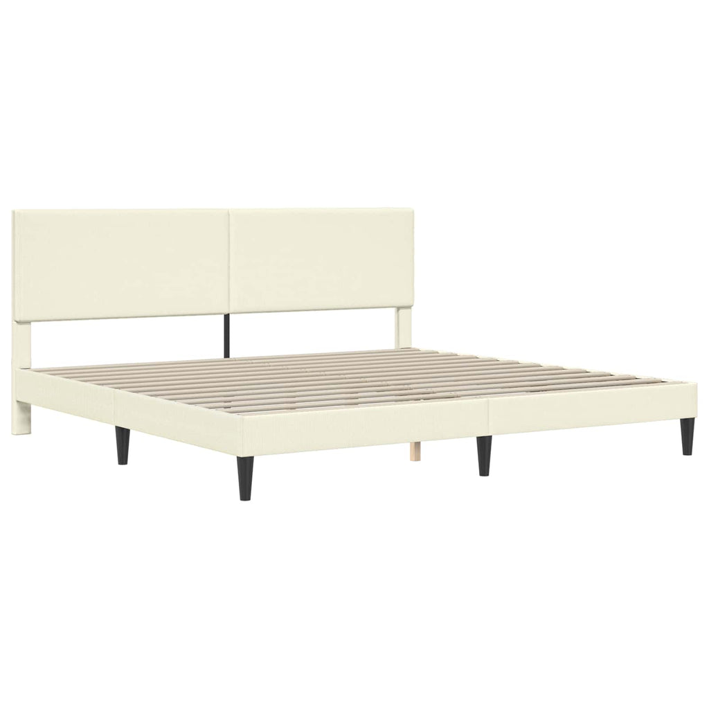 vidaXL Ramka łóżka kremowy 200 x 200 cm Tkanina sztruksowa