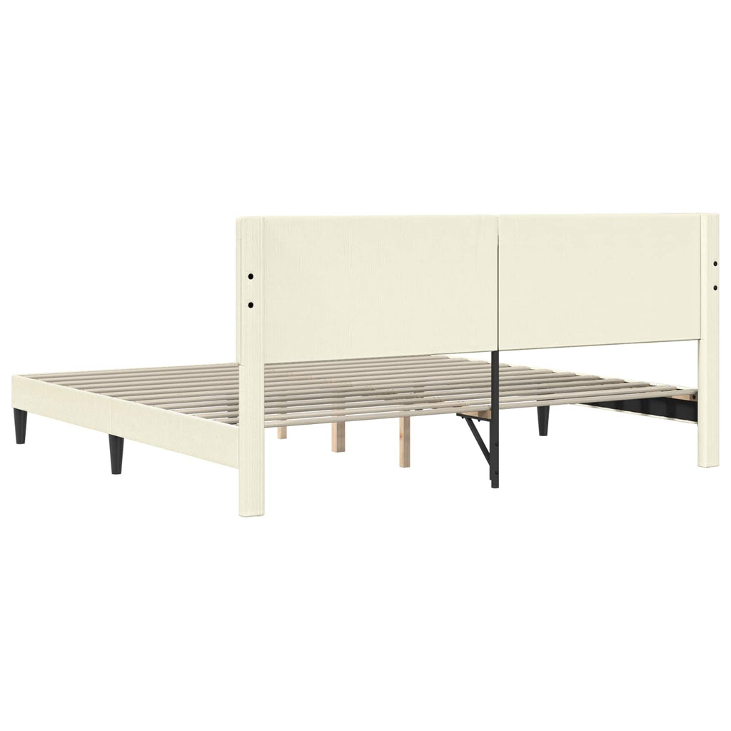 vidaXL Ramka łóżka kremowy 200 x 200 cm Tkanina sztruksowa