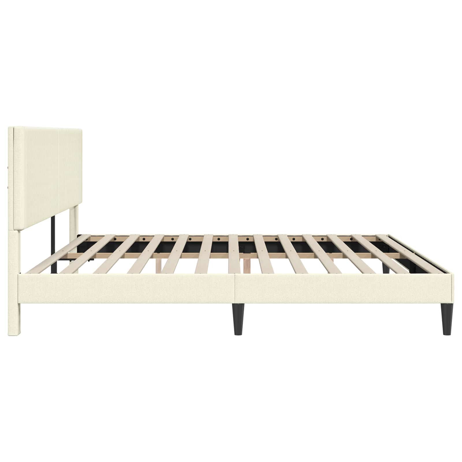 vidaXL Ramka łóżka kremowy 200 x 200 cm Tkanina sztruksowa