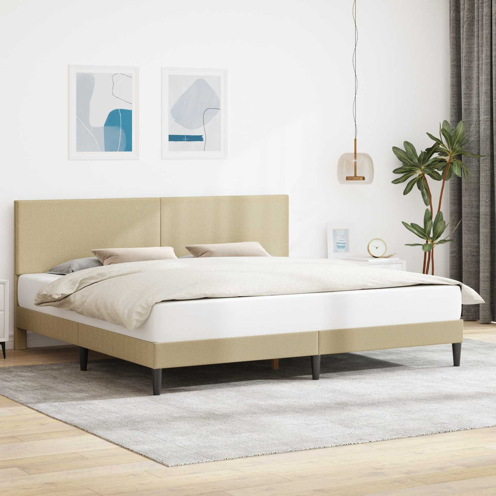vidaXL Ramka łóżka Jasnozielony szary 200 x 200 cm Tkanina sztruksowa