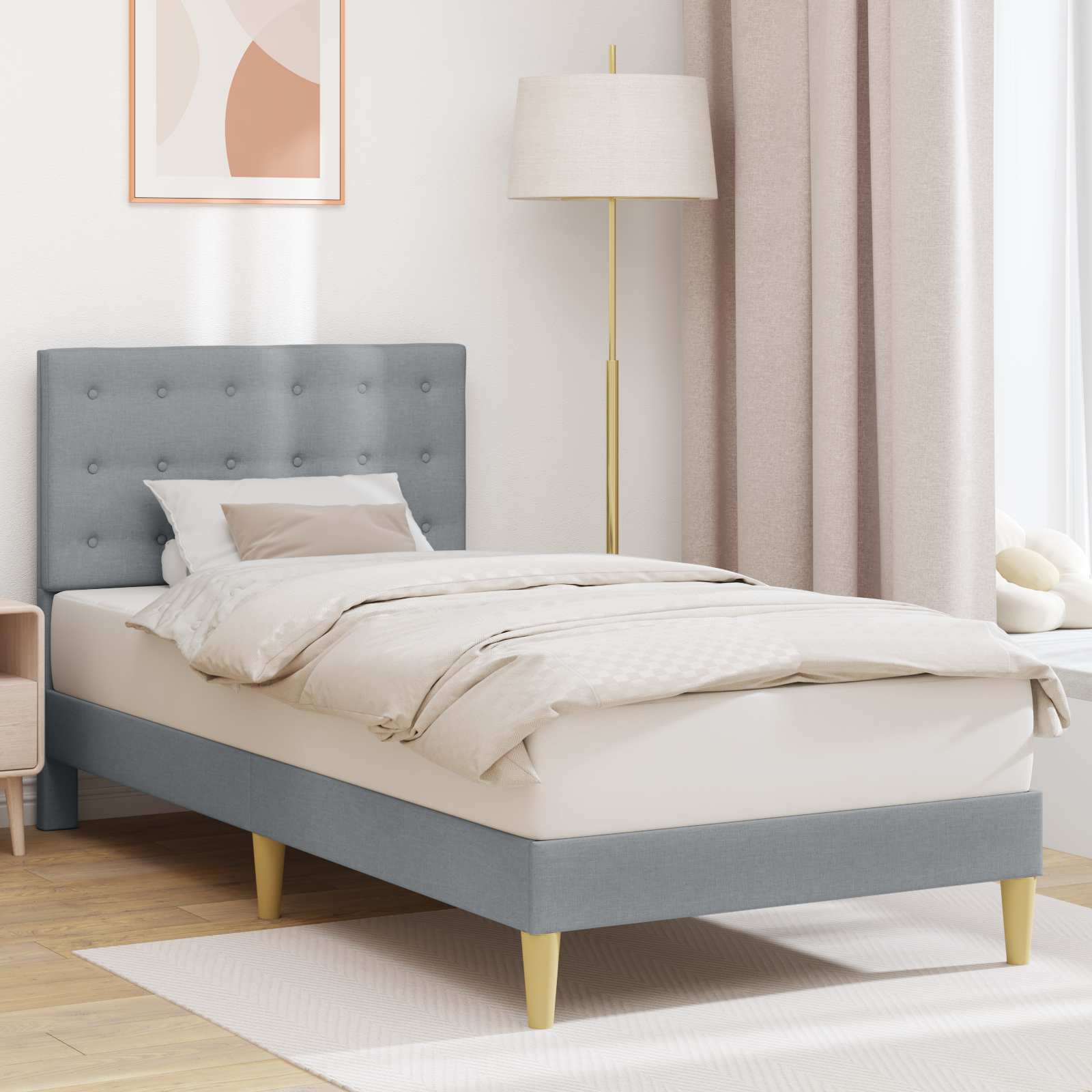 vidaXL Ramka łóżka Z zagłówkiem jasnoszary 80 x 200 cm tkanina