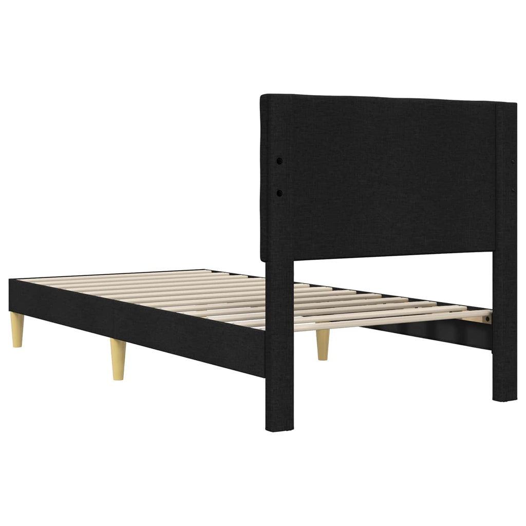 vidaXL Ramka łóżka Z zagłówkiem Czarny 80 x 200 cm tkanina