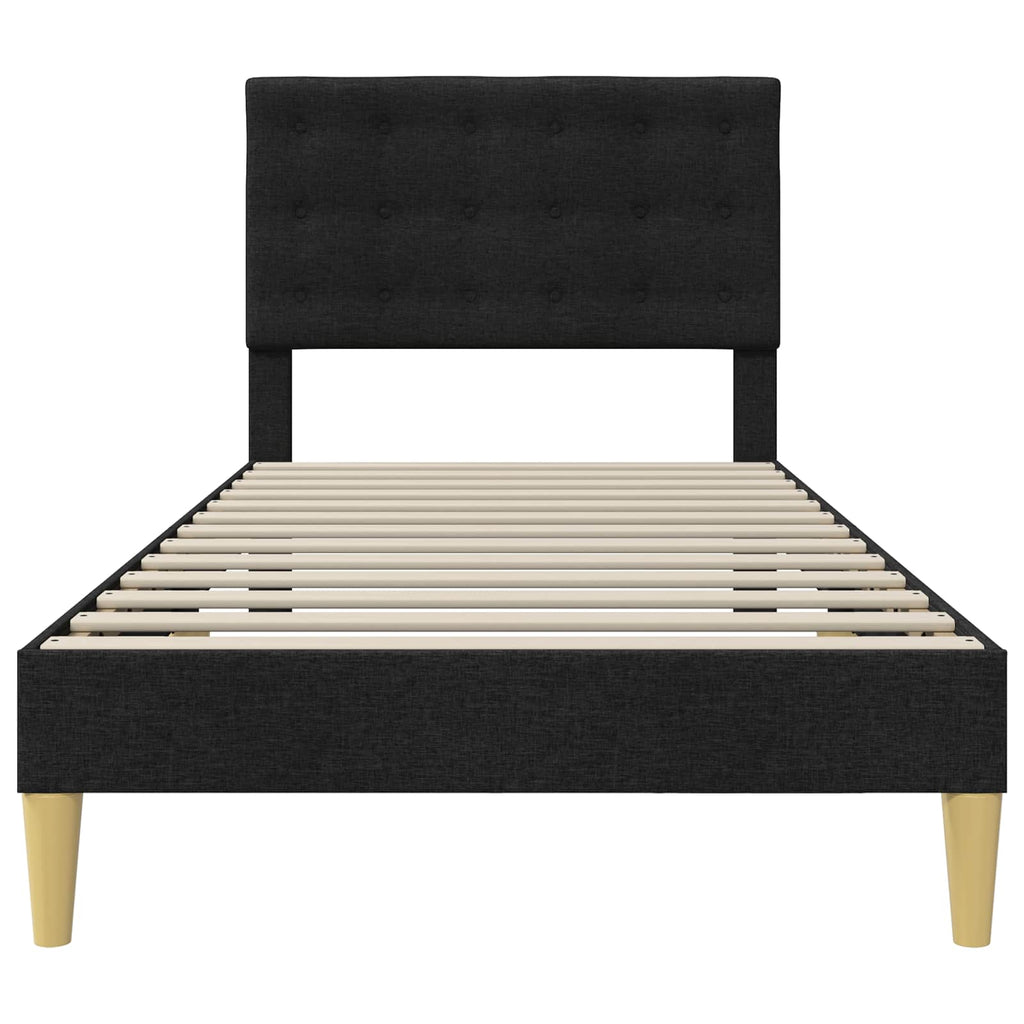 vidaXL Ramka łóżka Z zagłówkiem Czarny 80 x 200 cm tkanina