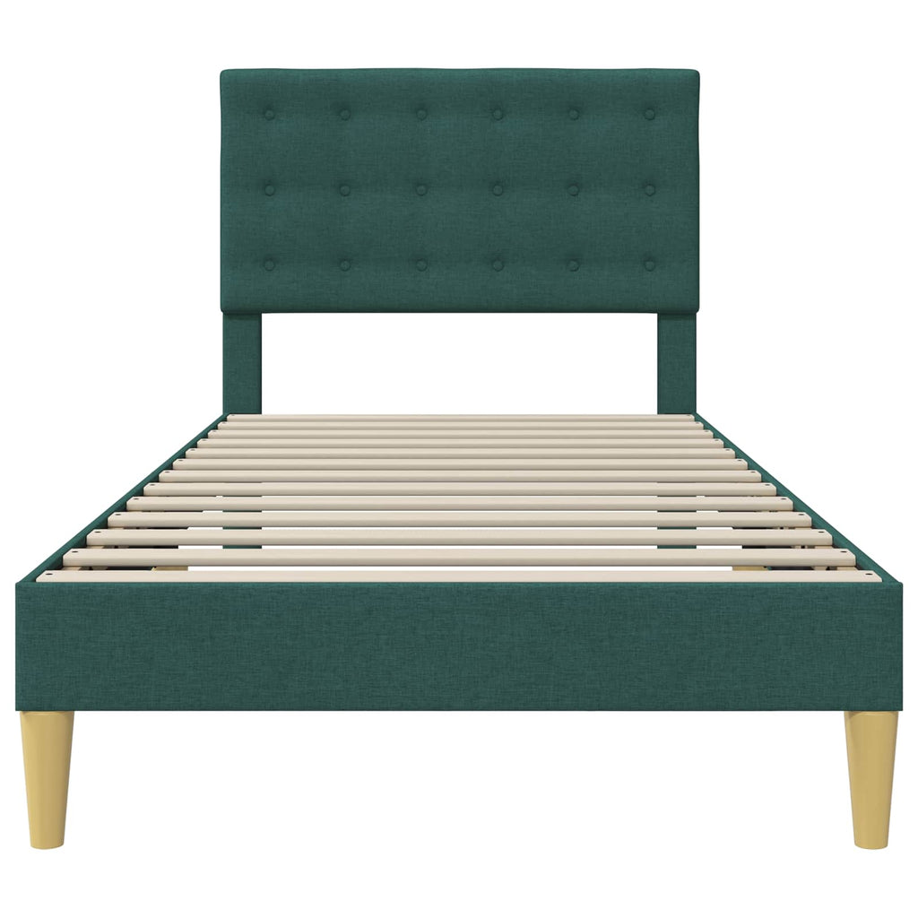 vidaXL Ramka łóżka Z zagłówkiem Ciemnozielony 80 x 200 cm tkanina