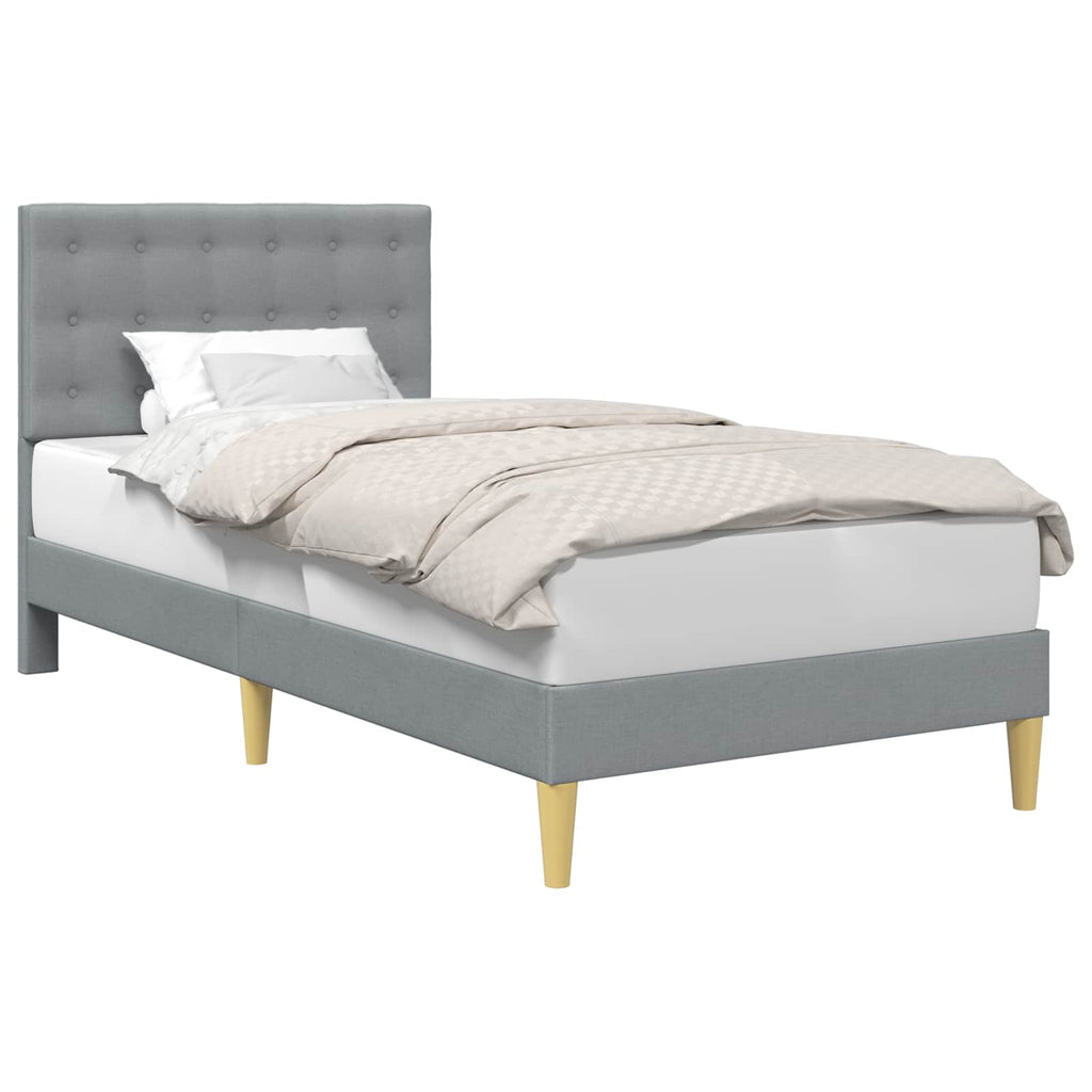 vidaXL Ramka łóżka Z zagłówkiem jasnoszary 90 x 190 cm tkanina
