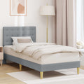 vidaXL Ramka łóżka Z zagłówkiem jasnoszary 90 x 200 cm tkanina