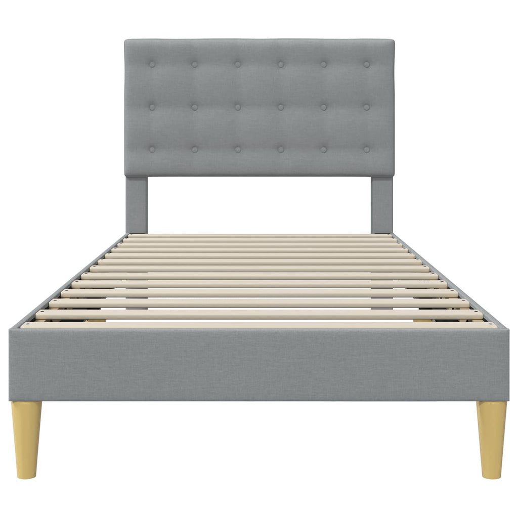 vidaXL Ramka łóżka Z zagłówkiem jasnoszary 90 x 200 cm tkanina