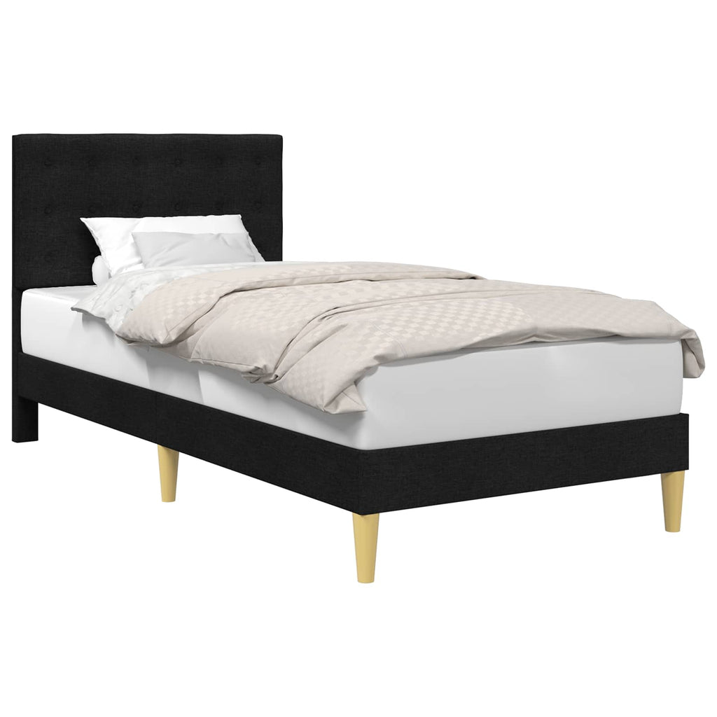 vidaXL Ramka łóżka Z zagłówkiem Czarny 90 x 200 cm tkanina