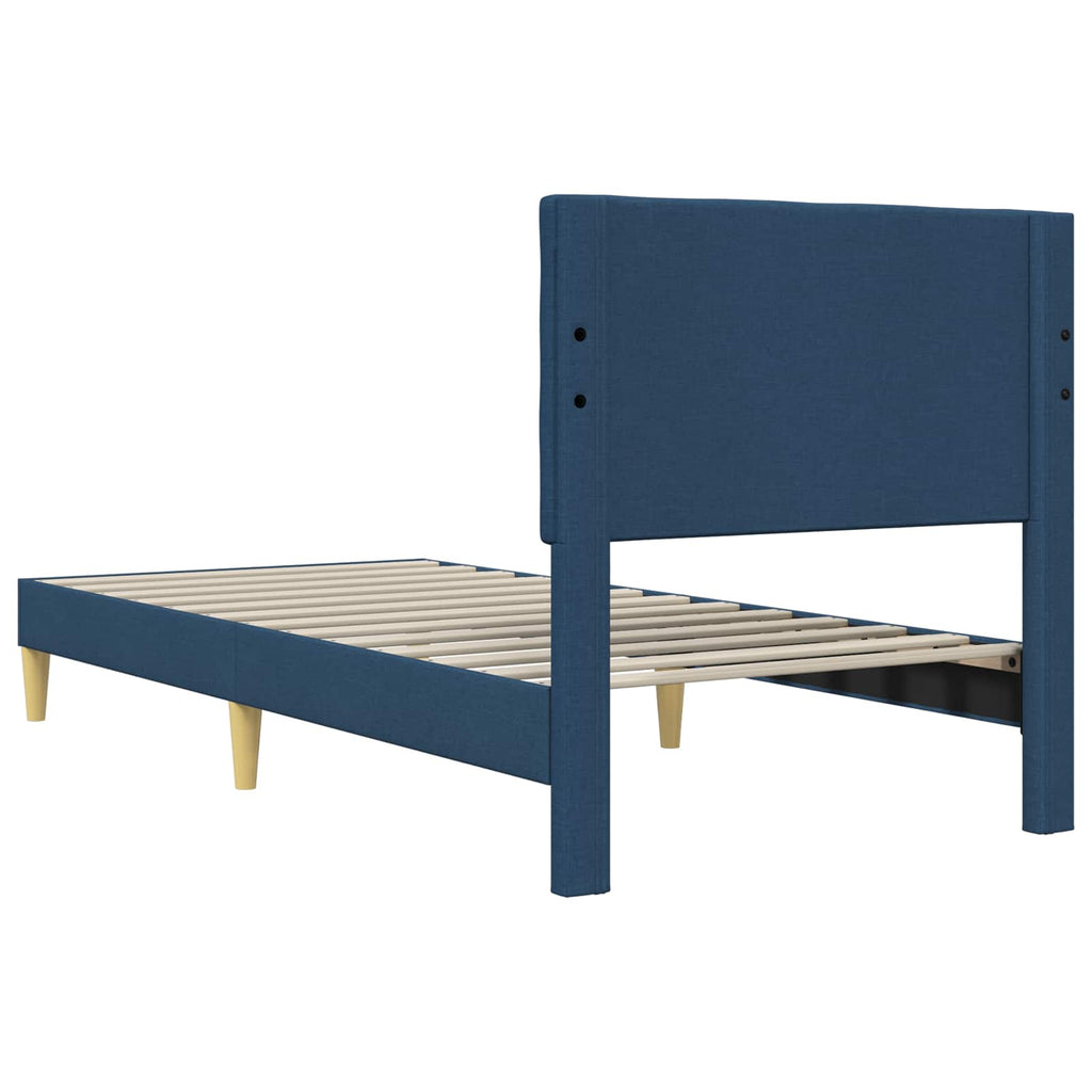 vidaXL Ramka łóżka Z zagłówkiem niebieski 90 x 200 cm tkanina