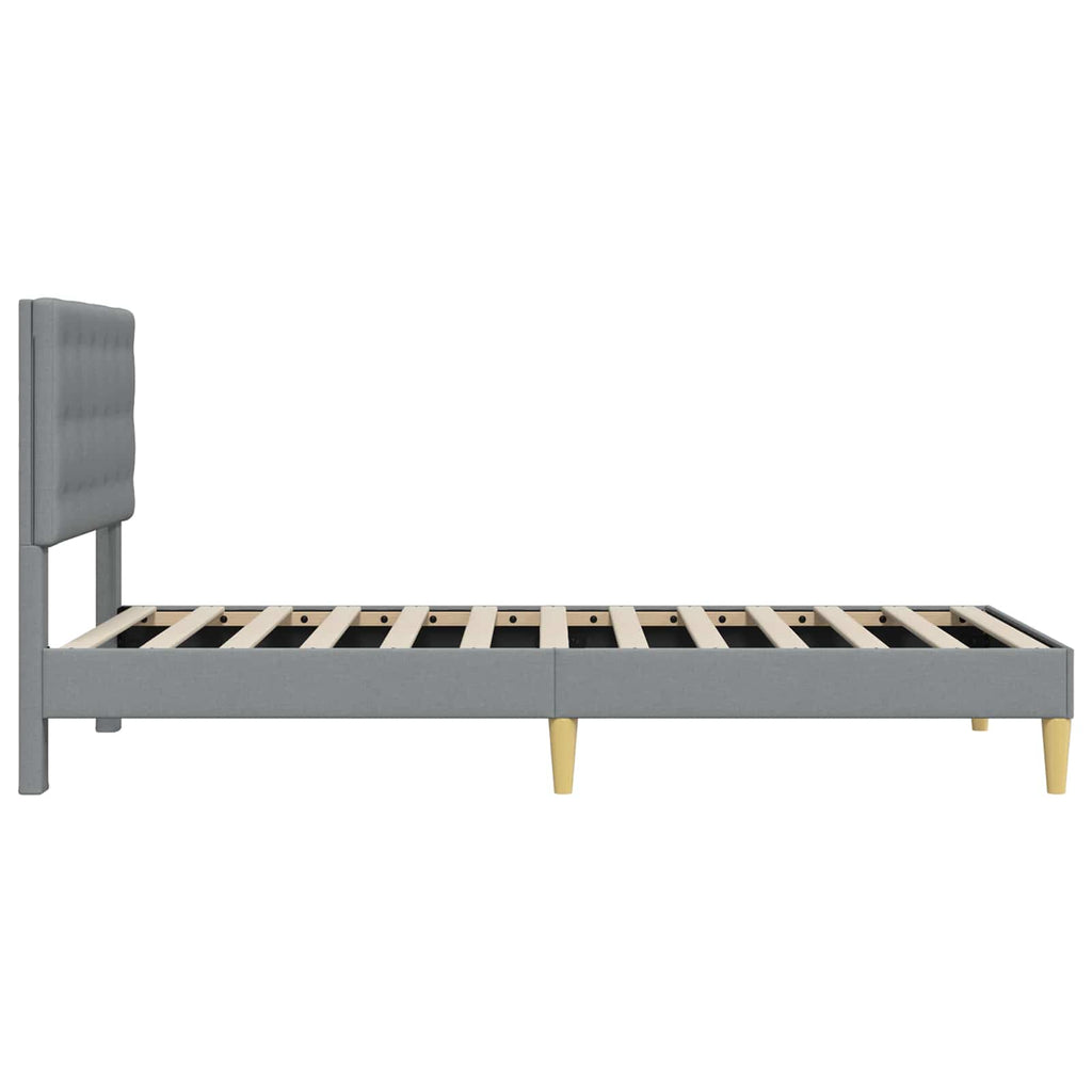 vidaXL Ramka łóżka Z zagłówkiem jasnoszary 100 x 200 cm tkanina