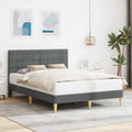 vidaXL Ramka łóżka Z zagłówkiem ciemnoszary 120 x 190 cm tkanina