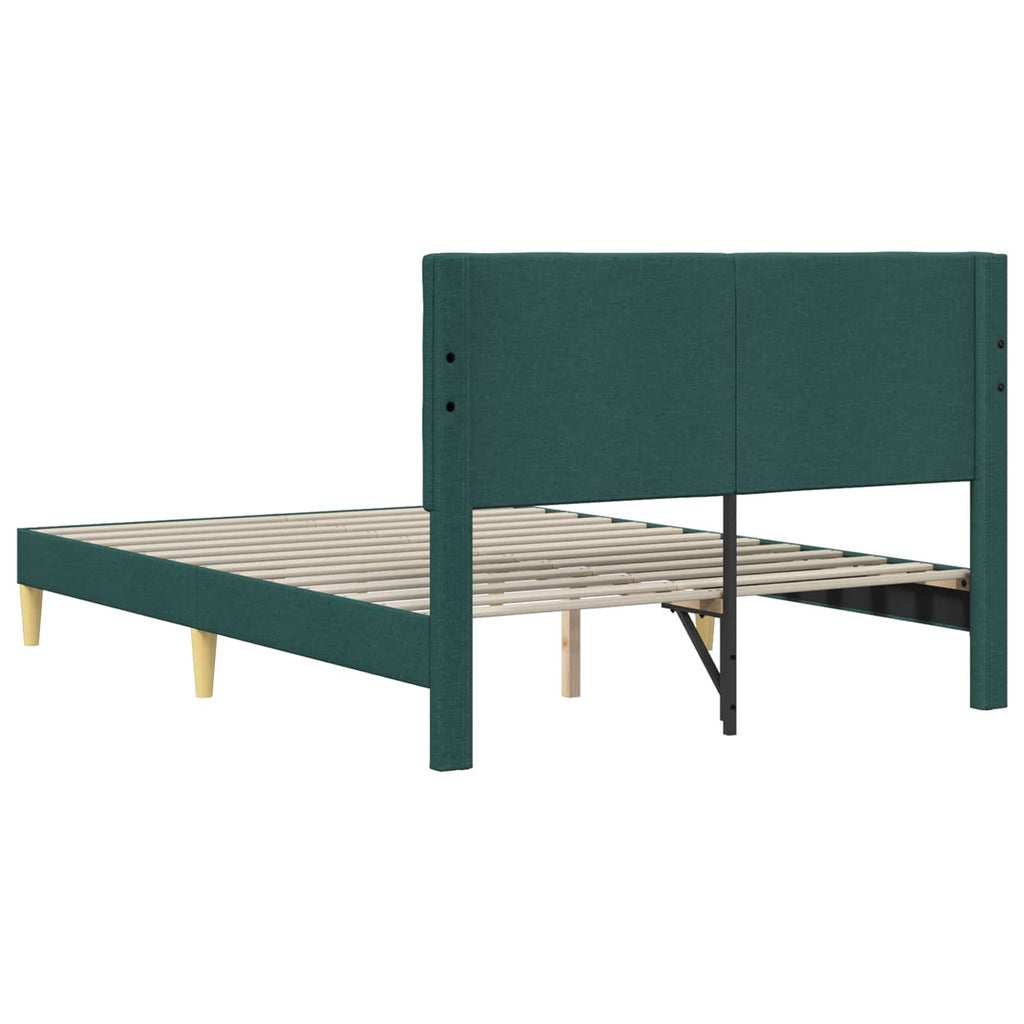 vidaXL Ramka łóżka Z zagłówkiem Ciemnozielony 120 x 190 cm tkanina