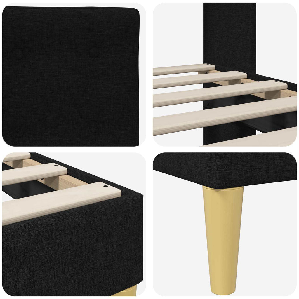 vidaXL Ramka łóżka Z zagłówkiem Czarny 120 x 200 cm tkanina