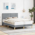 vidaXL Ramka łóżka Z zagłówkiem jasnoszary 140 x 190 cm tkanina