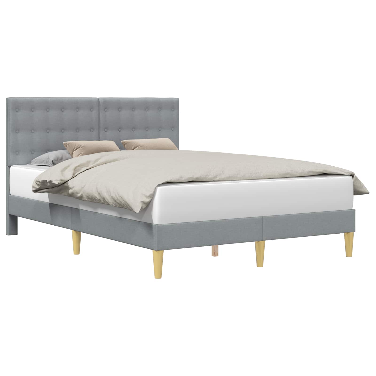 vidaXL Ramka łóżka Z zagłówkiem jasnoszary 140 x 190 cm tkanina