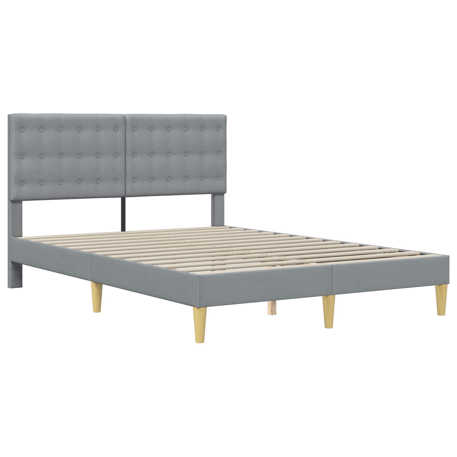 vidaXL Ramka łóżka Z zagłówkiem jasnoszary 140 x 190 cm tkanina