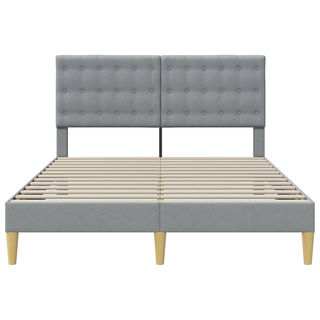 vidaXL Ramka łóżka Z zagłówkiem jasnoszary 140 x 190 cm tkanina